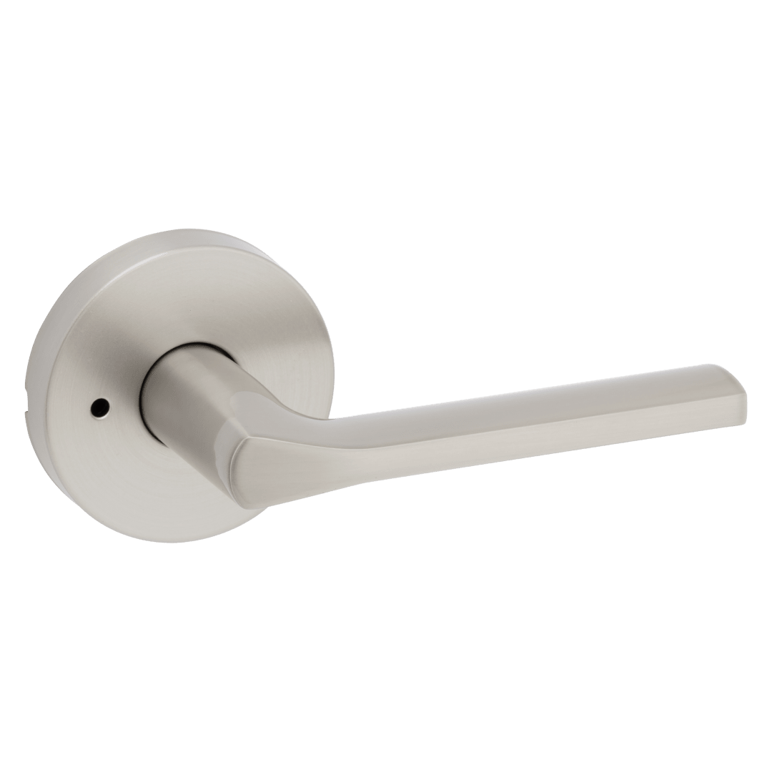 Lisbon Bed/Bath Door Lever in Satin Nickel with Round Rosette