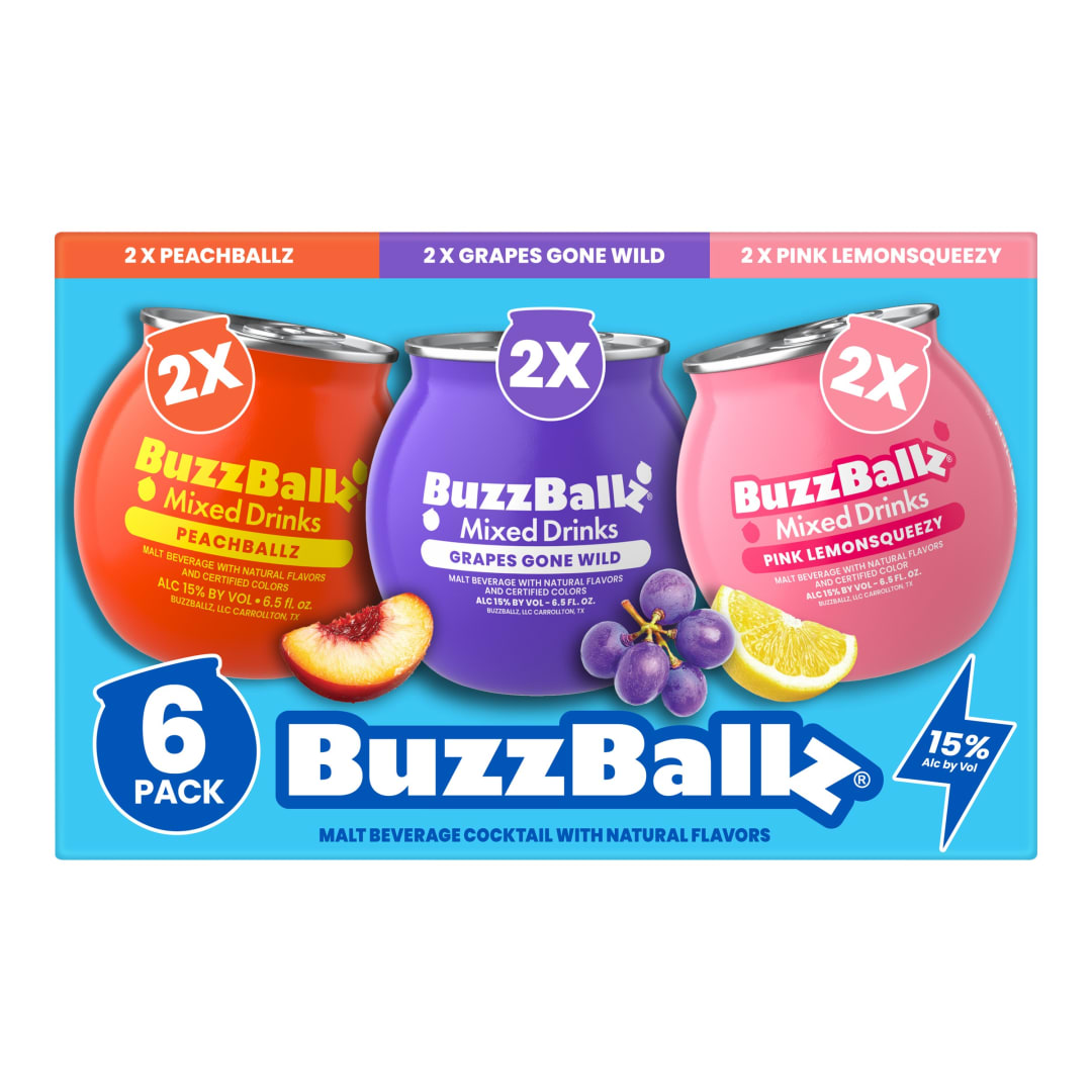 BuzzBallz Fruity Evergreen Cocktails 6 Pack 200ml Shot Cups 30 Proof