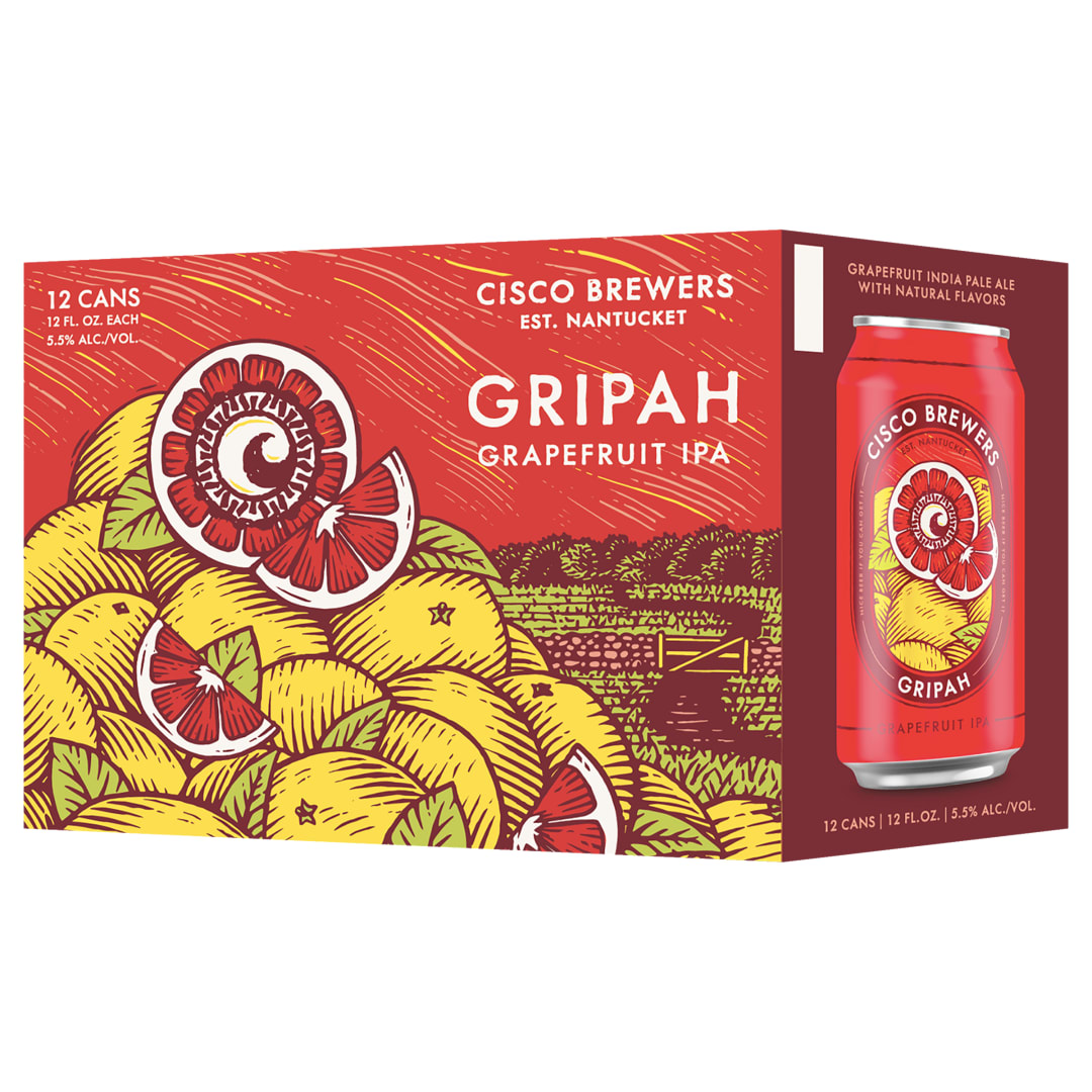 Cisco Brewers Gripah Grapefruit IPA, 12 Pack Beer, 12 fl. Oz. Cans, 5.5% ABV