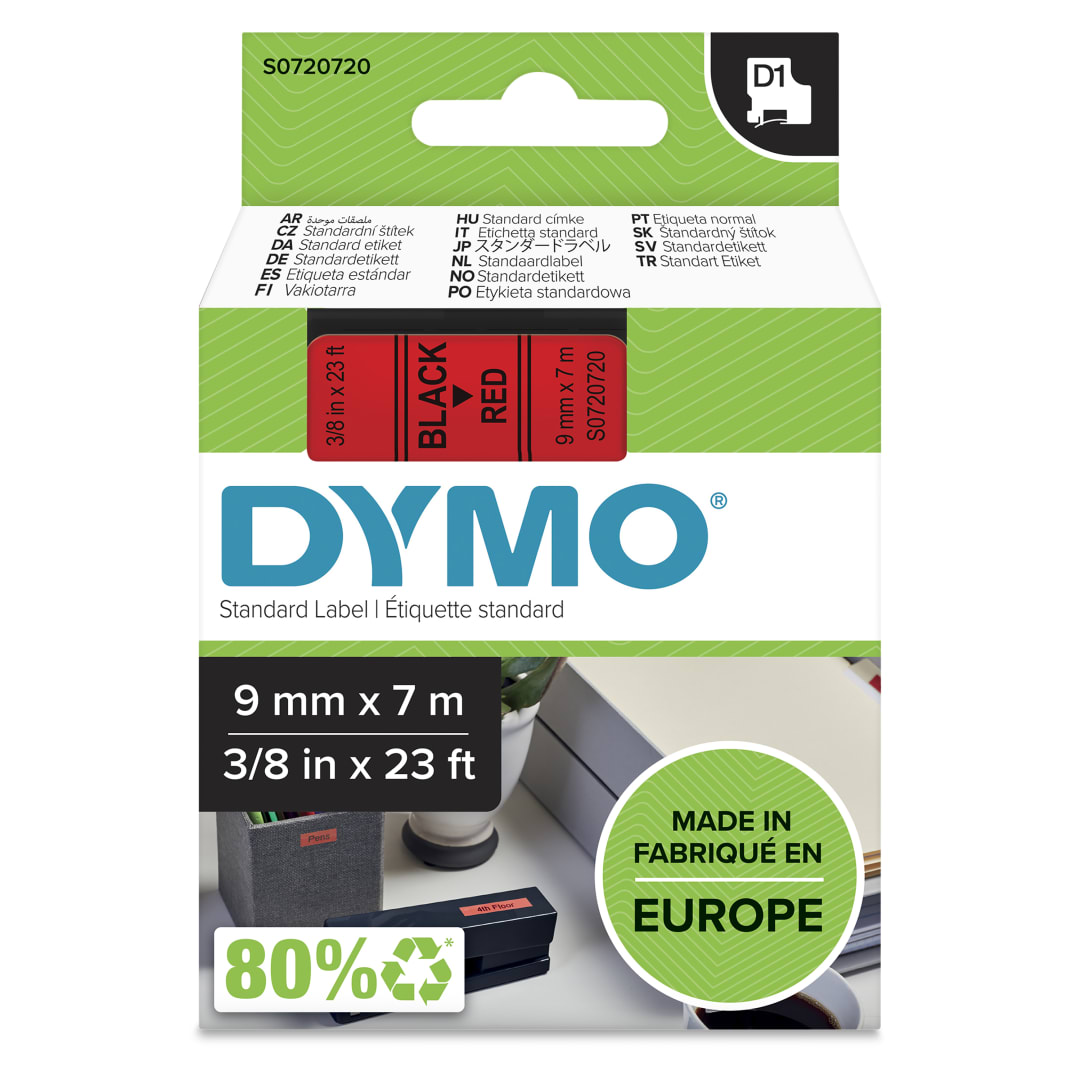 DY D1 9MMX7M BLK/RD TAPE EU/ANZ