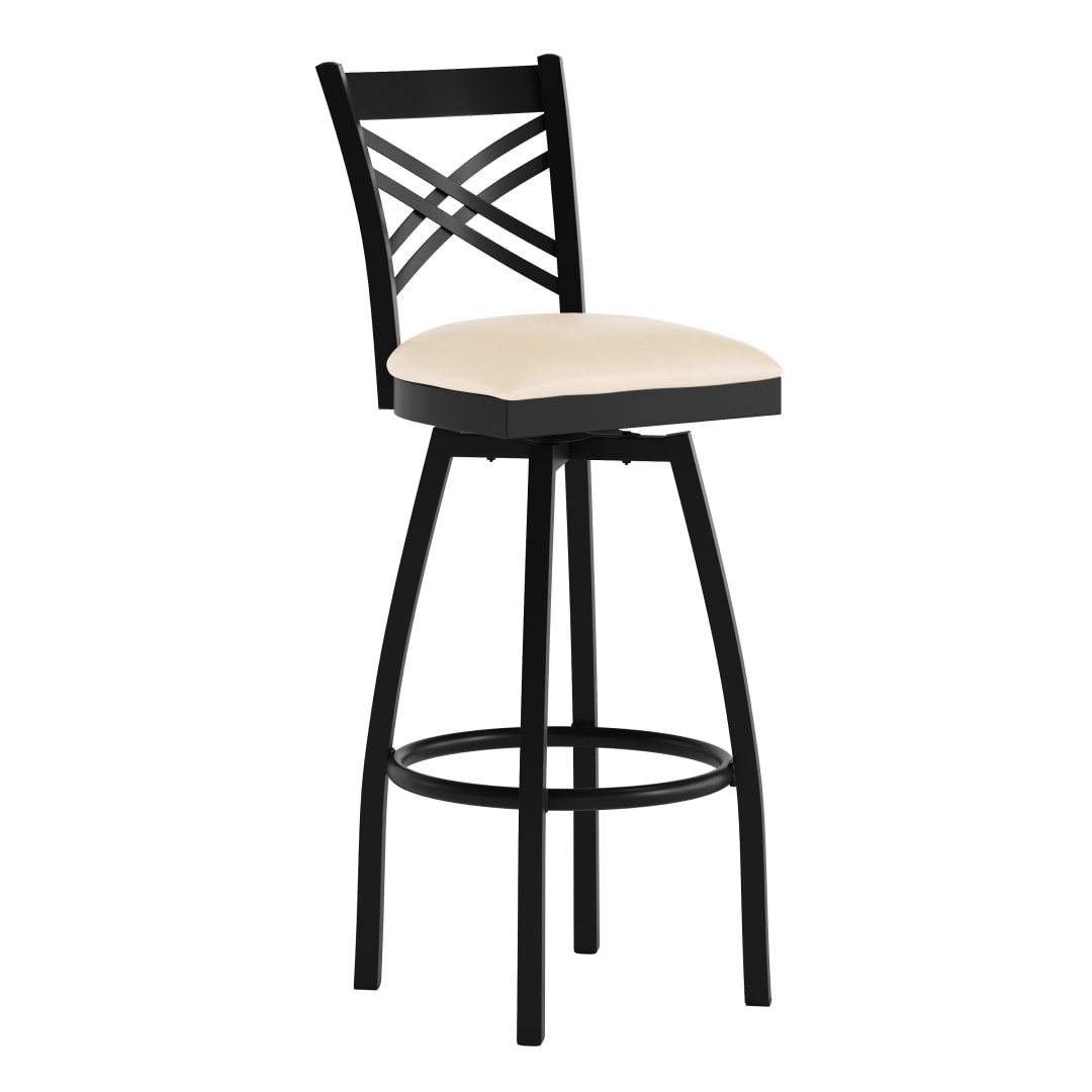 HERCULES Black ''X'' Back Swivel Metal Barstool - Tan Vinyl Seat