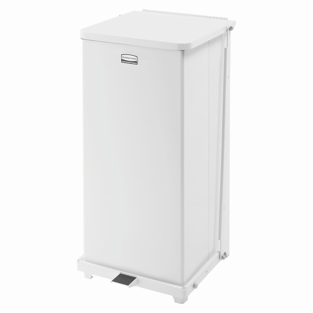 Rubbermaid Commercial Products Defenders® 13 Gal Square Step Trash Can, Sky White