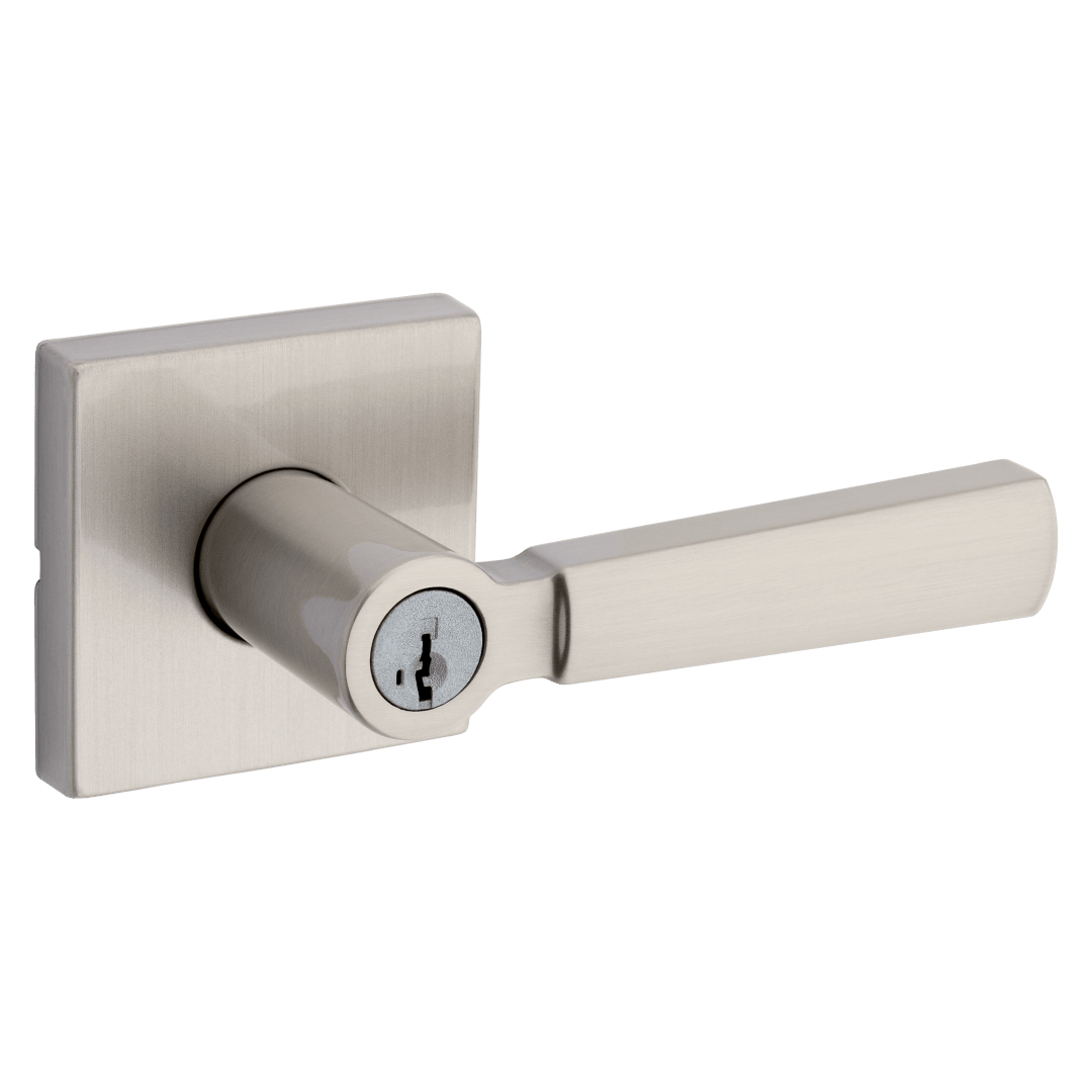 Perth Keyed Entry Lever featuring SmartKey Security™ in Satin Nickel