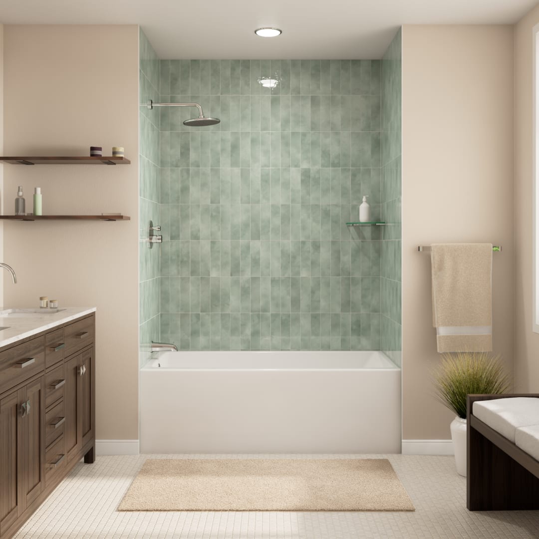 Prism 60 inch L x 36 inch W Acrylic Alcove Left-Hand Drain Bathtub, White