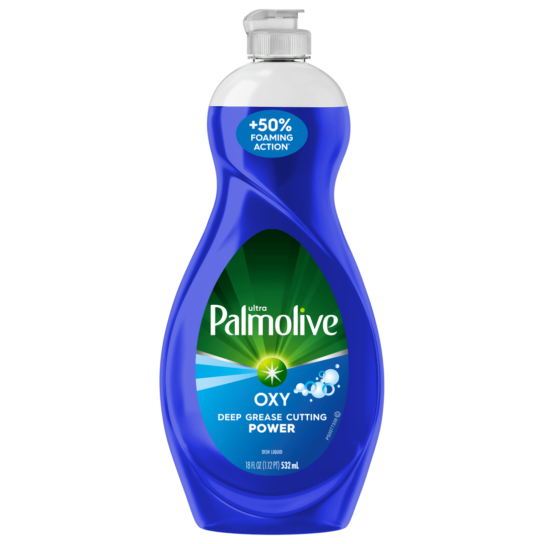 Palmolive Ultra Oxy Liquid Dish Soap, Deep Grease Cutting, No Soaking Needed, Powerful on Plastics, Dishwashing Liquid, 18 fl oz