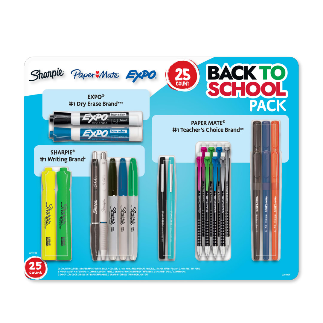 Back to School Supplies Variety Pack, Markers, Gel Pens, Mechanical Pencils, Highlighters and More, 25 Count