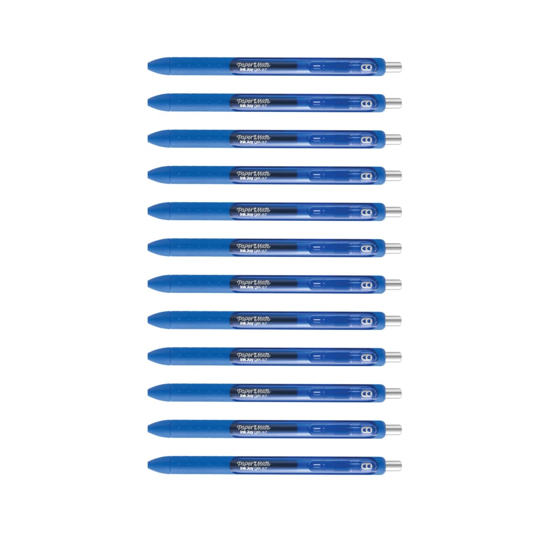 Paper Mate InkJoy Pens, Gel Pens, Medium Point (0.7 mm), True Blue, 12 Count