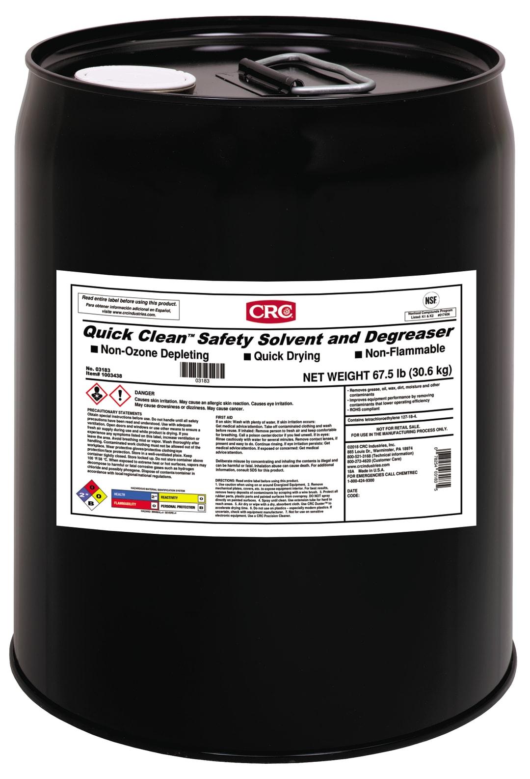 CRC Quick Clean Safety Solvent and Degreaser 1X5GL