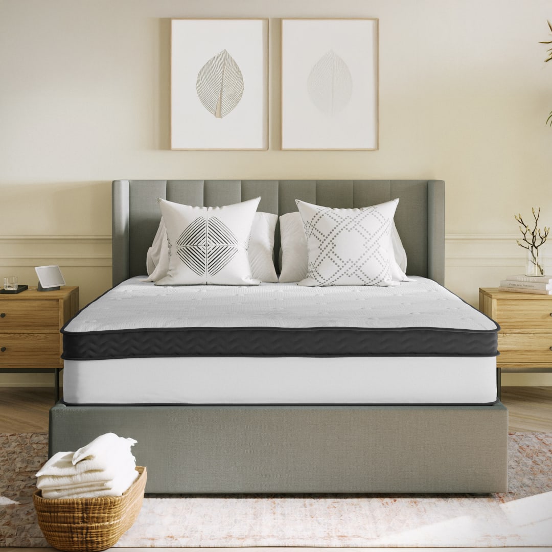 Capri Comfortable Sleep 12 Inch CertiPUR-US Certified Memory Foam &amp; Pocket Spring Mattress, Queen Mattress in a Box