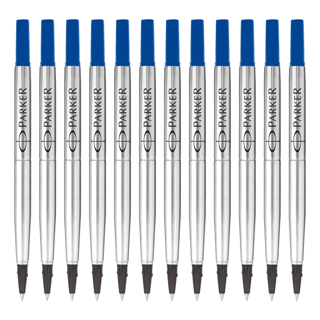 Parker Recambio para bolígrafo roller | punta fina | tinta azul | paquete de 12