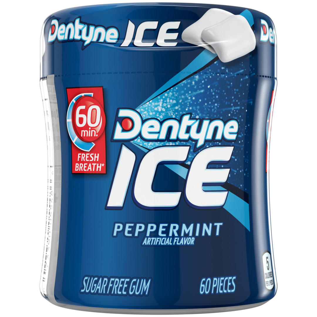 Dentyne Ice Sugar Free Chewing Gum Peppermint 60 pc Bottle