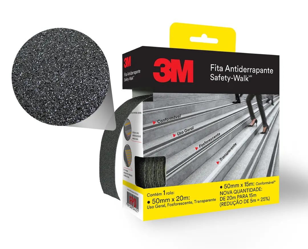 Fita Antiderrapante 3M™ Safety-Walk® Uso Geral, Preta, 50 mm x 20 m
