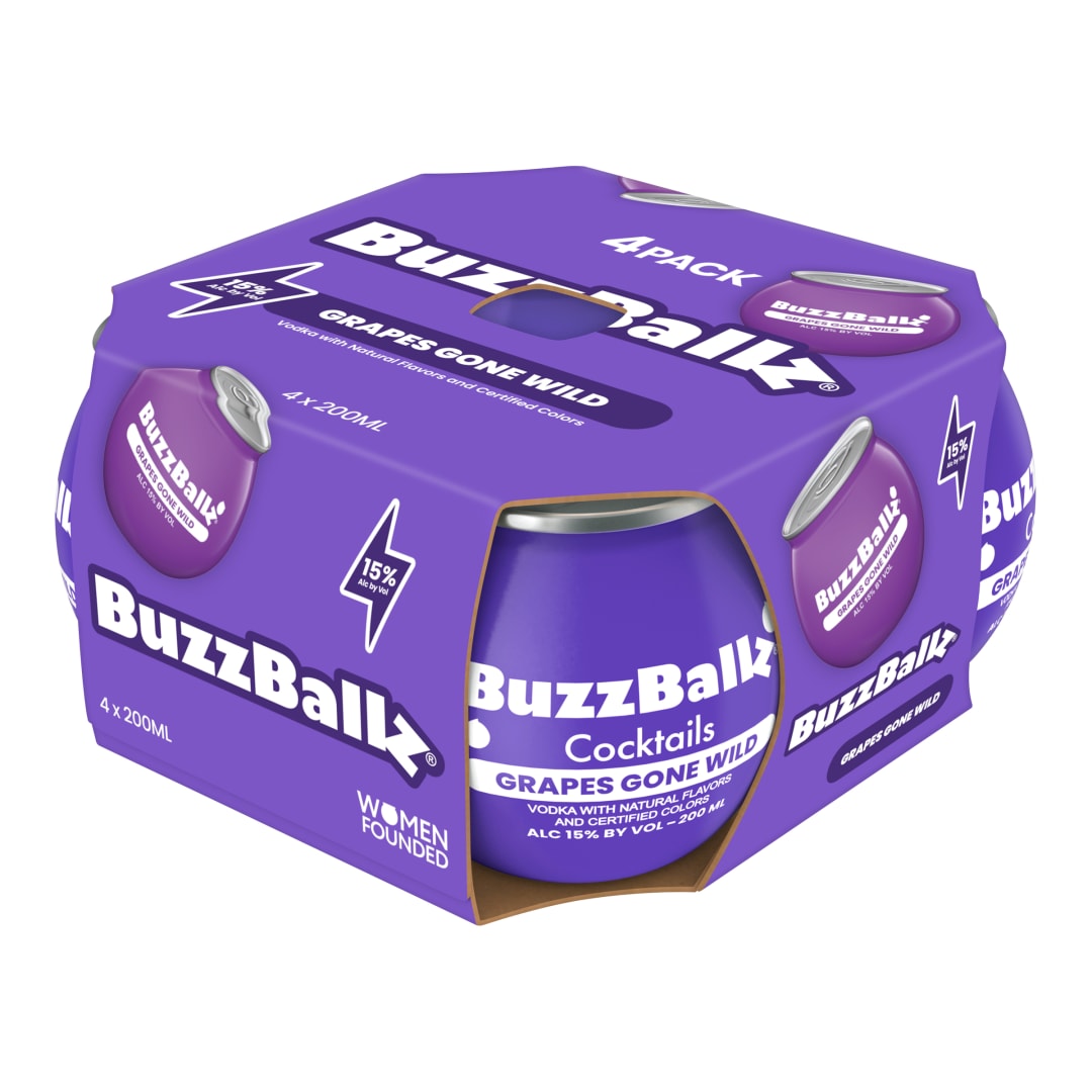 BuzzBallz Grape Cocktail 4 Pack 200ml Shot Cups 30 Proof
