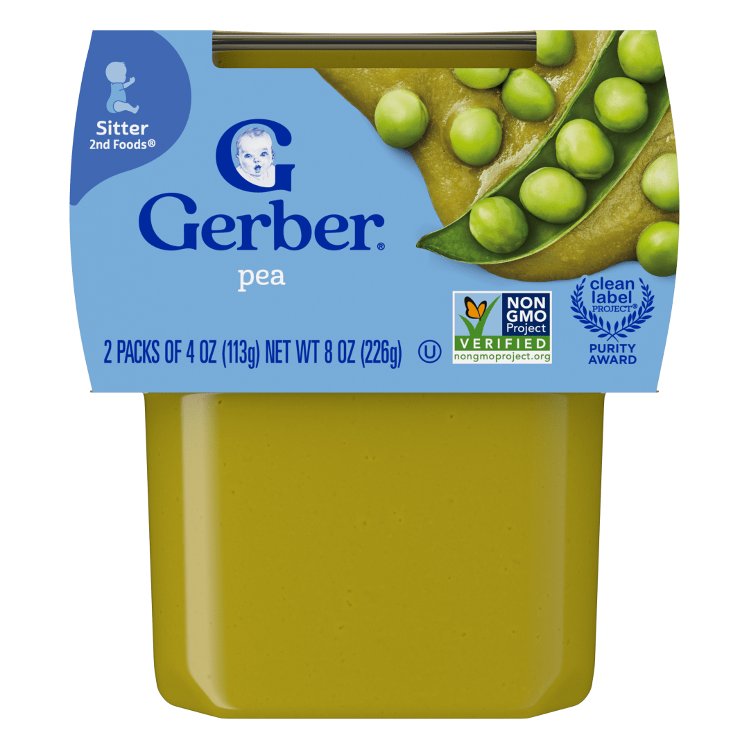 Gerber Stage 2 Baby Food Peas, Baby Peas Puree Tub, Baby Puree 2PK
