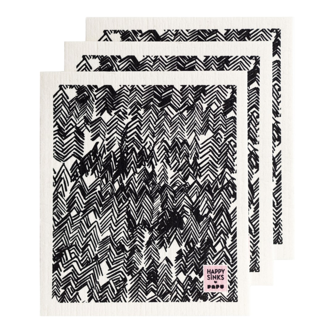 Happy Sinks Organic Cotton Dishcloth Set - Papu Drawing - 3pcs