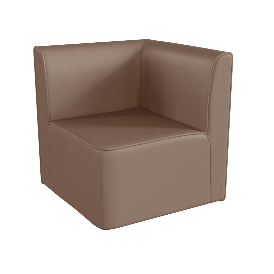 Bright Beginnings Commercial Grade Modular Classroom Soft Seating, 1-Seater Corner Chair, Neutral Vinyl
