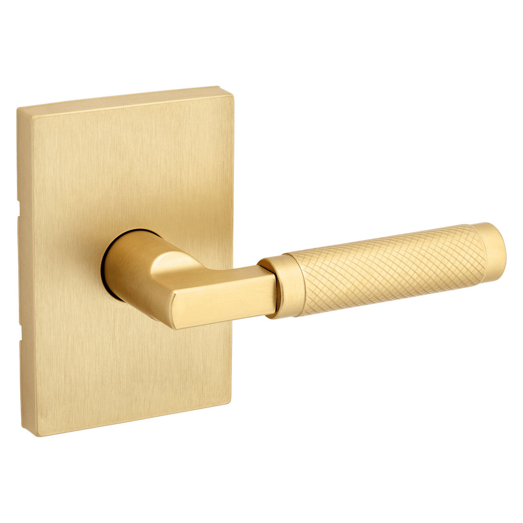 Prava Knurled Hall/Closet Door Lever in Satin Brass