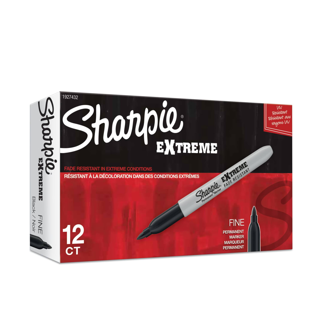 Sharpie® Extreme Permanent Markers, Fine Point, Black, 12 Count