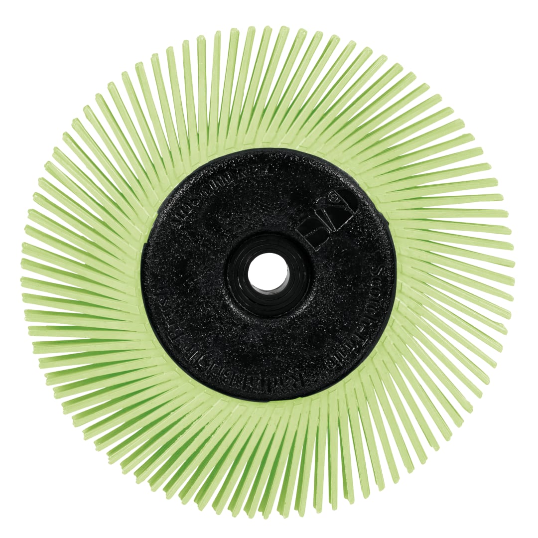 Scotch-Brite™ Hassas Radyal Bristle Fırça, PN-RB, 50+, 152,4 mm x 12,7 mm x 25,4 mm (6 inç x 1/2 inç x 1 inç), Tip A, Adaptörlü