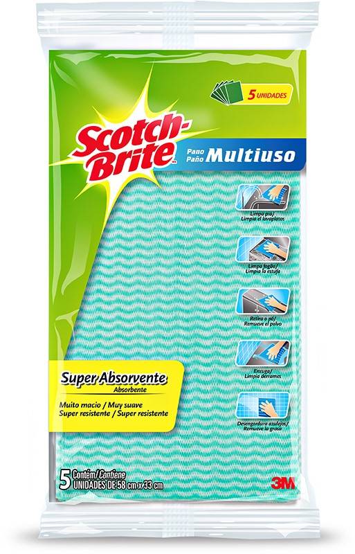 Pano Multiuso Scotch-Brite®, Verde, 5 Unidades/Pacote