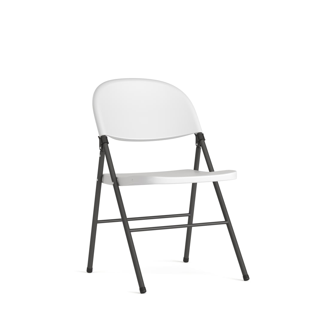HERCULES Series 330 lb. Capacity Granite White Plastic Folding Chair with Charcoal Frame