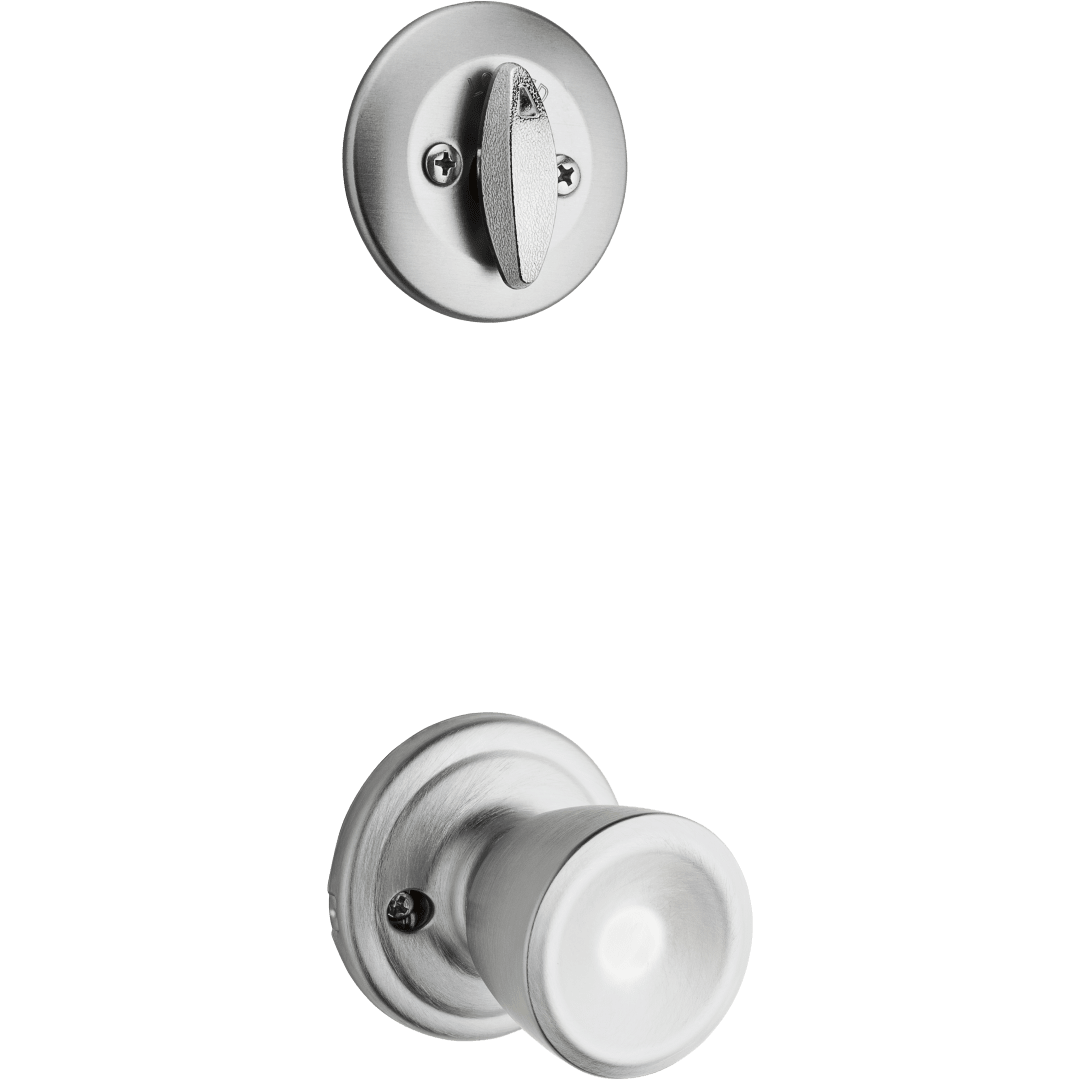 604 Single Cylinder Interior Pack w/Abbey Knob for Kwikset Series Handlesets in Satin Chrome