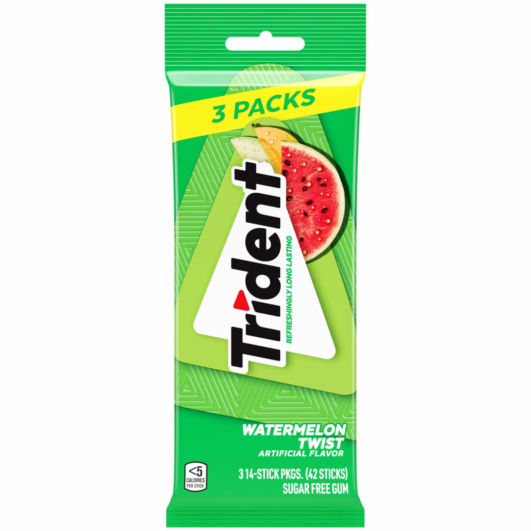 Trident Sugar Free Chewing Gum Watermelon Twist 14 pc MUP 3pk