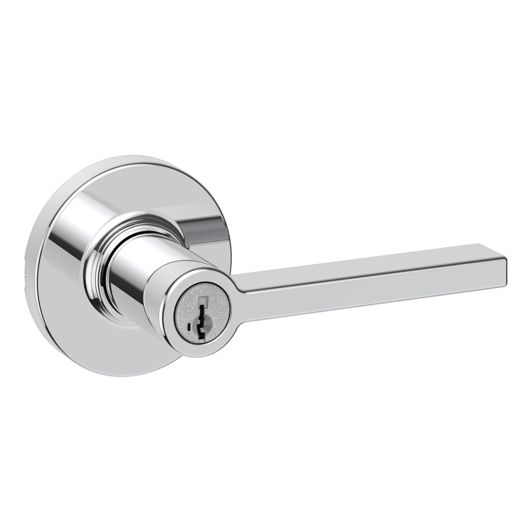 Casey Keyed Entry Lever in Polished Chrome featuring SmartKey Security