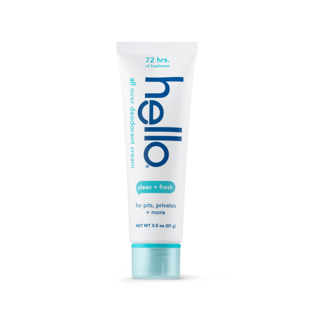 hello Clean & Fresh All Over Whole Body Deodorant Cream for Women and Men, Aluminum Free, Safe for Sensitive Skin, Pits, Privates, 3 ounces