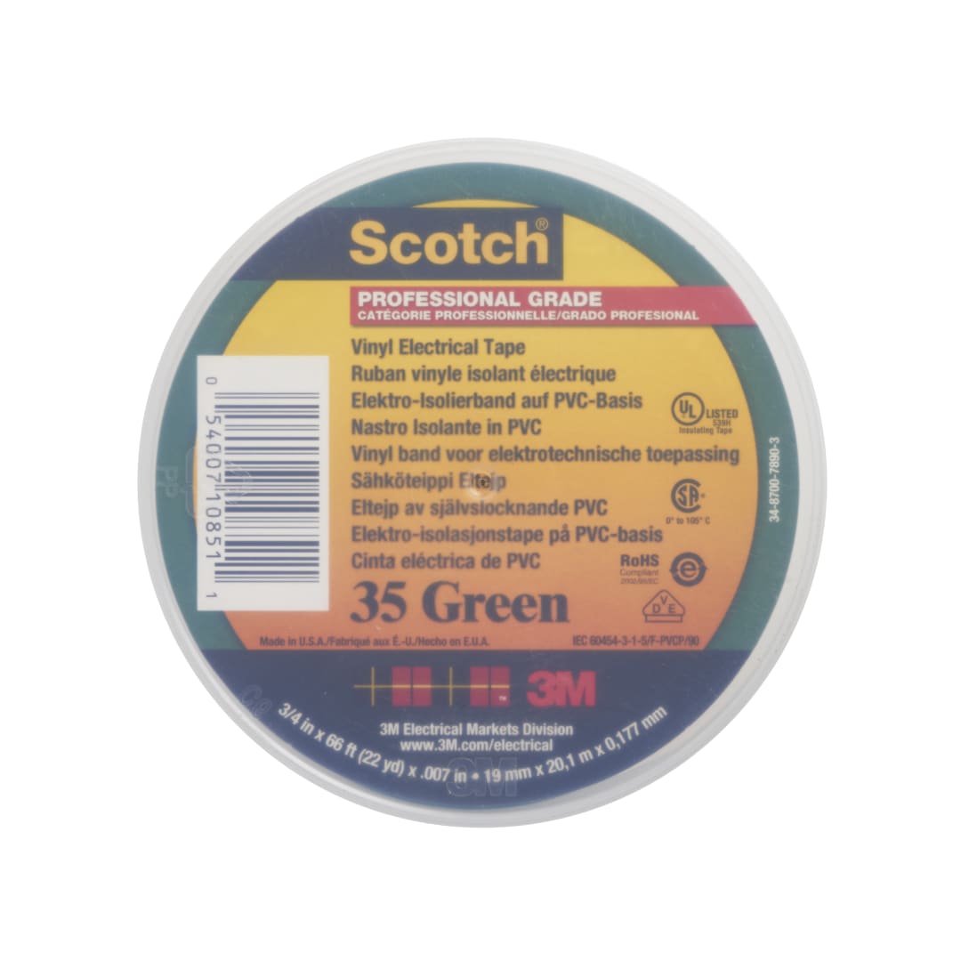 Scotch® 35  Vinil Elektrik Bandı, Yeşil 19 mm x 20 m