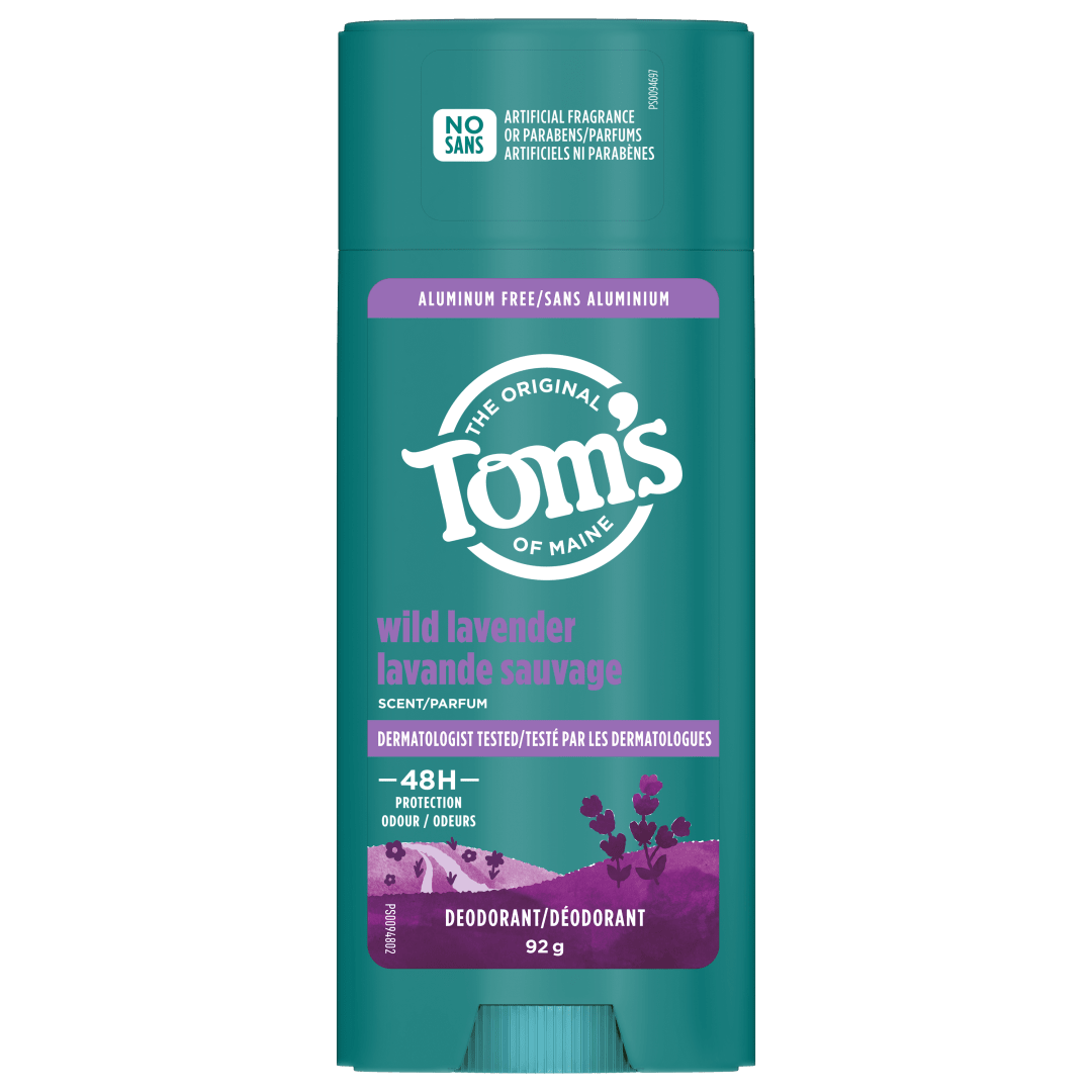 Tom’s of Maine Wild Lavender Natural Deodorant, Aluminum Free, Clear Application, Odor & Wetness Protection, Naturally Derived Ingredients, 92 g