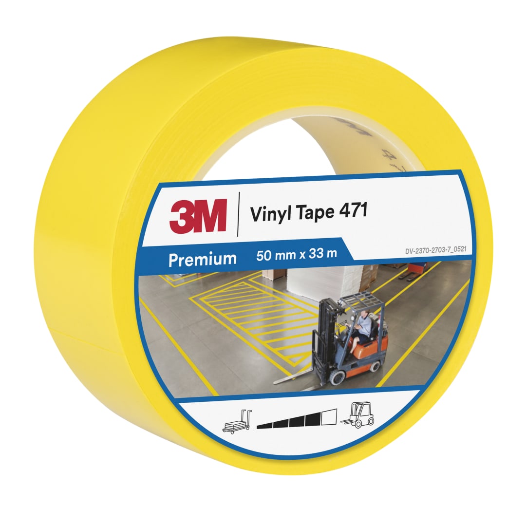 3M™ Vinil Bant 471, Sarı, 50 mm x 33 m, 0.14 mm, Tek Tek Sarılmış, Uygun Paketlenmiş
