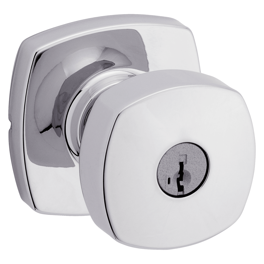 Arroyo Keyed Entry Knob with Soft Modern Rose featuring SmartKey Security™ in Polished Chrome