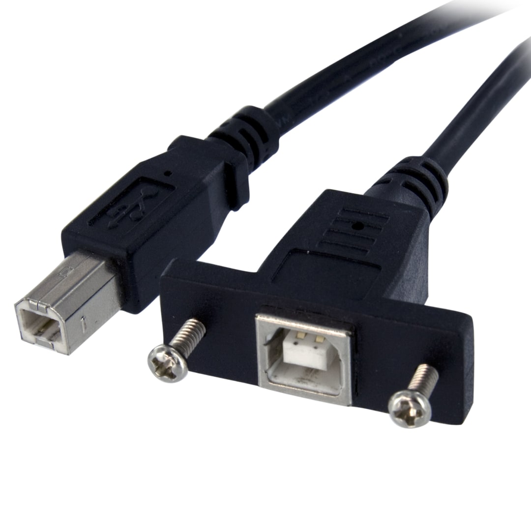 3 ft Panel Mount USB Cable B to B F M