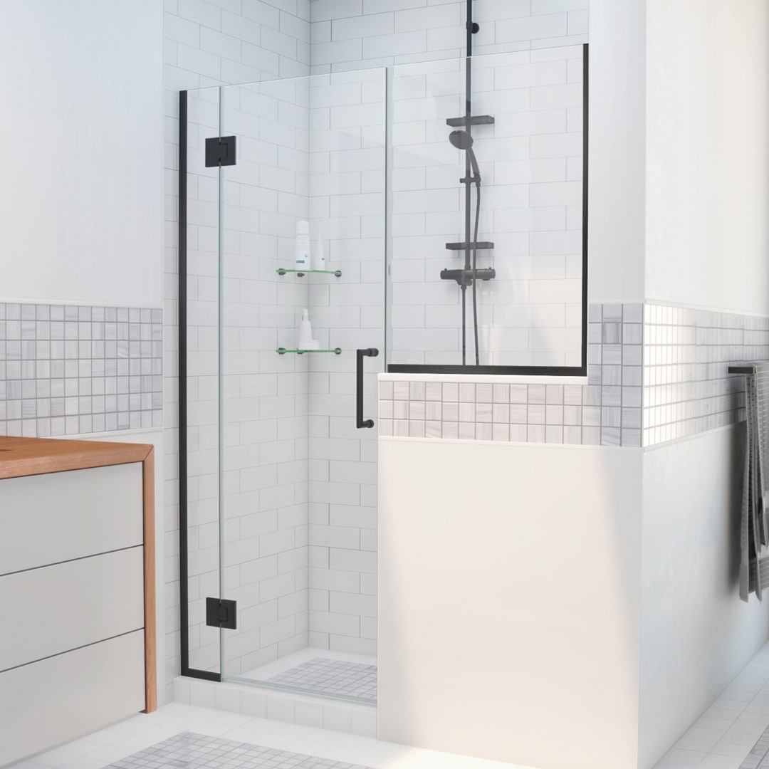 DreamLine Unidoor-X 65 - 65 1/2 inch W x 72 inch H Frameless Hinged Shower Door in Matte Black