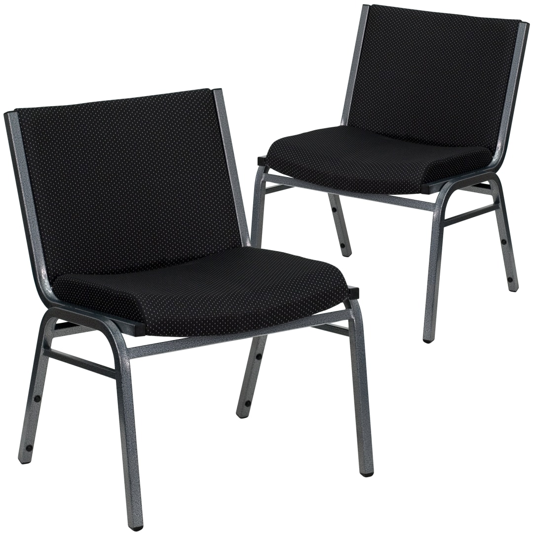 2 Pack HERCULES Series Big & Tall 1000 lb. Rated Black Fabric Stack Chair