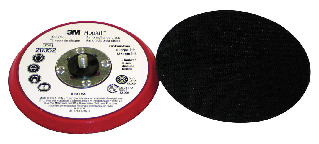 Suporte de Baixo Perfil 3M™ Hookit™ – Diâmetro de 127 mm, Sem furo, Rosca externa de 5/16" -24, PN20352