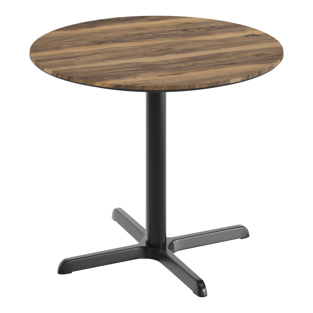 TopGuard 36" Round Tabletop with Seamless Surface Technology in Natural with 30" x 30" Black Table Height X-Base