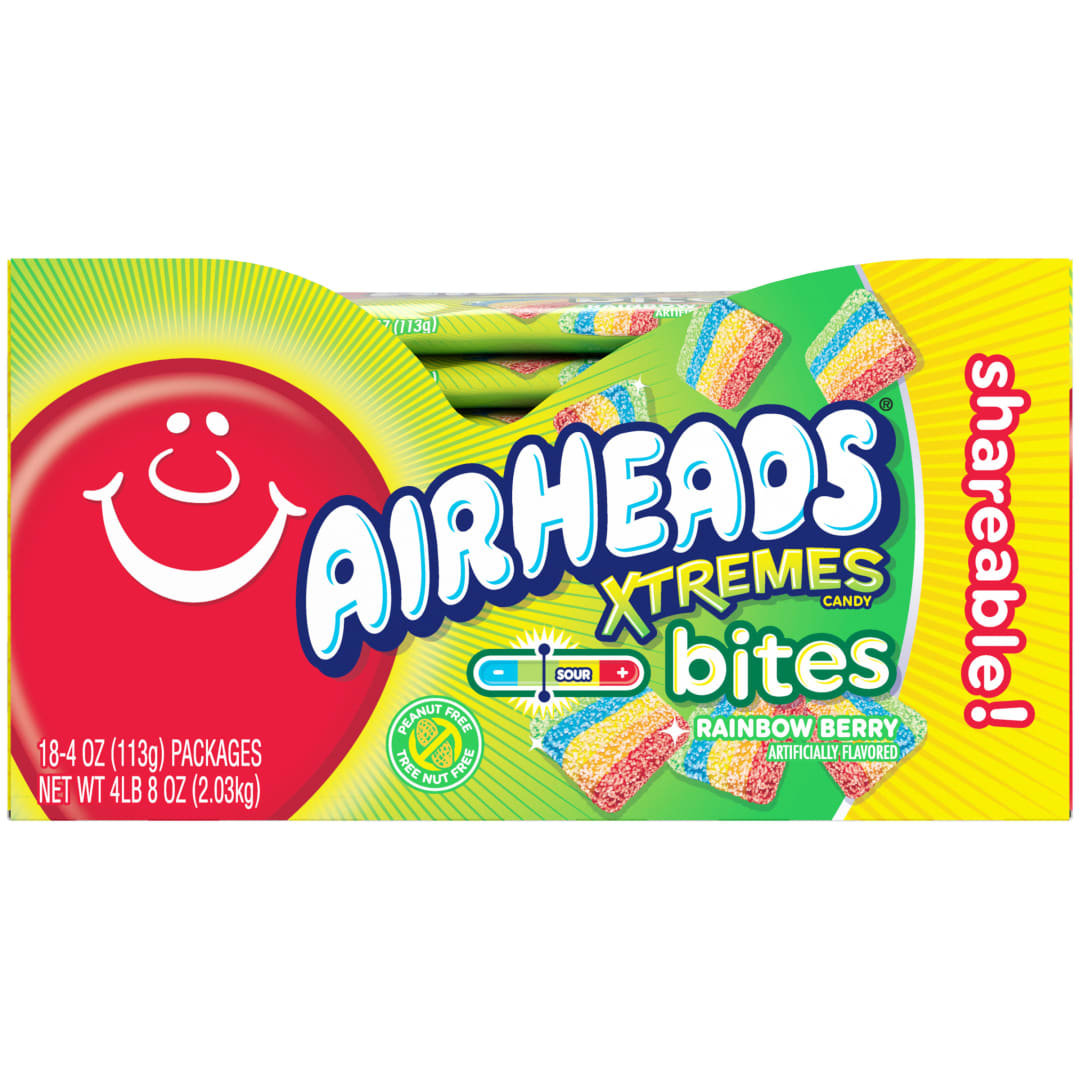 Airheads Xtremes Bites Rainbow Berry 4 oz King Size Bags - 18 Pack