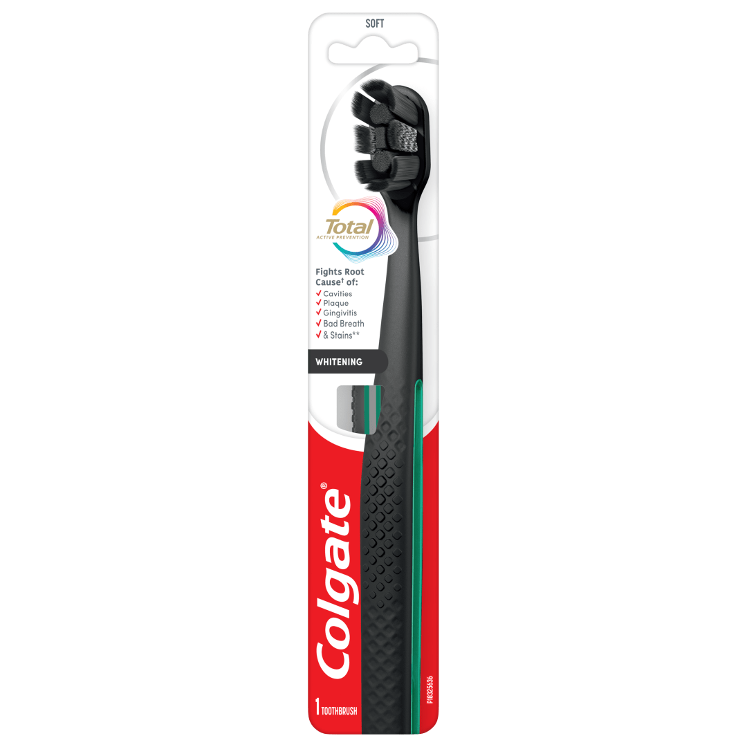 Colgate Total Active Prevention Soft Whitening Toothbrush, Black, 1 Pack