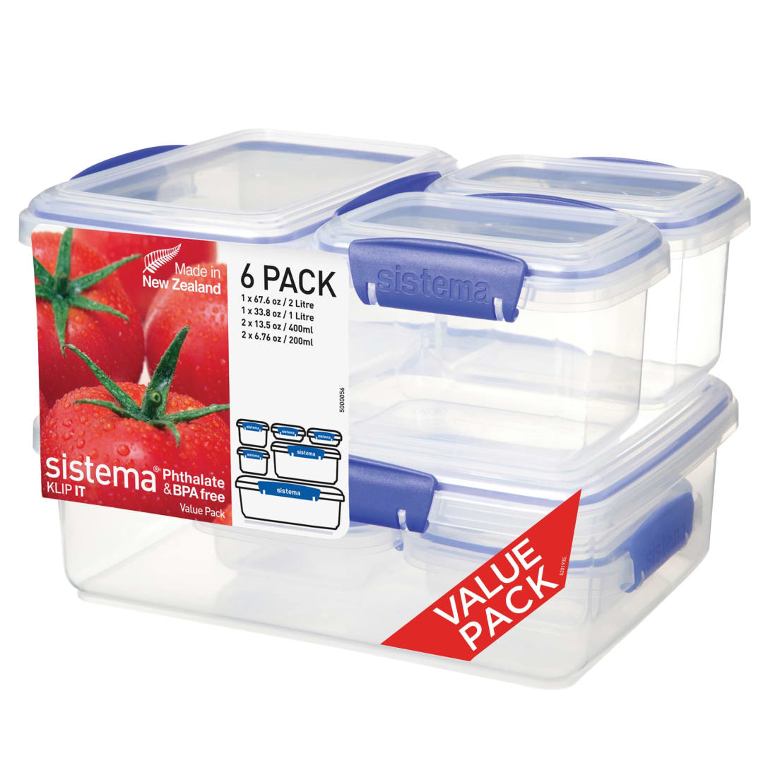 Sistema® Klip It™ Collection Food Storage Container Set, 6-Pack