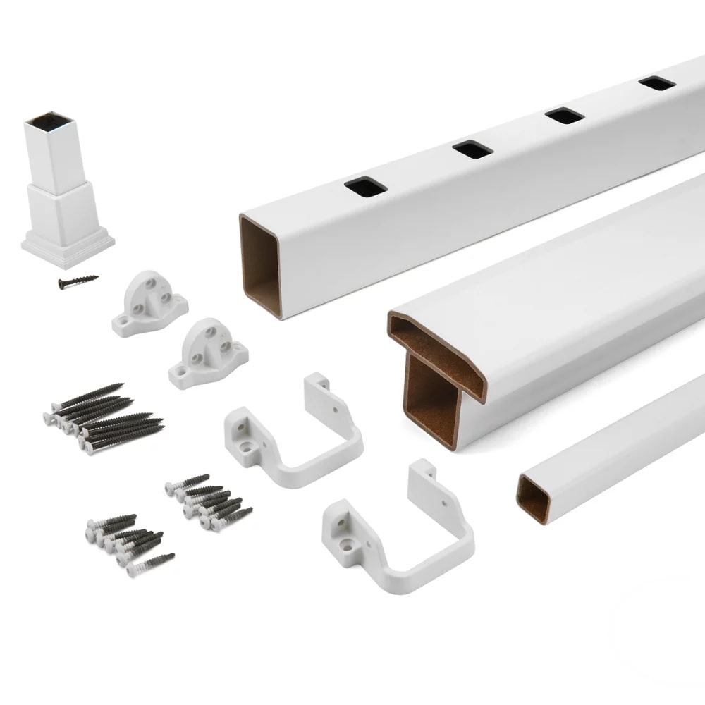 6-ft x 36-in Select Horizontal T-Rail Kit with Square Composites Balusters - Classic White