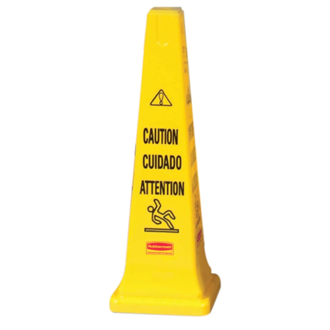 Rubbermaid Commercial Products Multilingual "Caution" Floor Cone, 36", Yellow