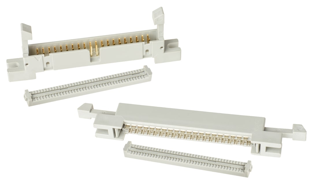 3M™ 4640-B300, Wannenstiftstecker für die Kabelmontage, mit Flansch, 40-polig, 4600 Serie, 2,54 mm, 0,76 µm Au, Grau