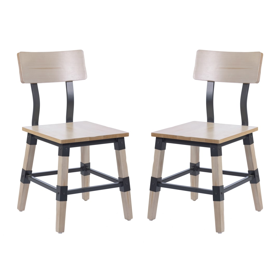 Jackson 2 Pack Commercial Grade Rustic Antique White Industrial Wood Dining Chair
