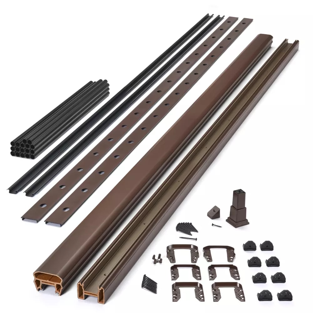 8-ft x 36-in Transcend Stair Rail Kit with Round Aluminum Balusters - Vintage Lantern Full Span