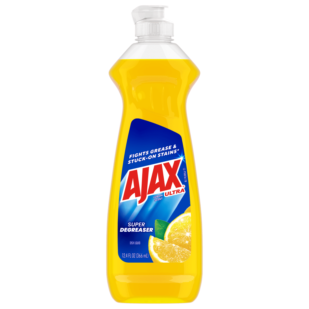 Ajax Ultra Liquid Dish Soap Lemon Scent, Super Degreaser, 12.4 oz Bottle