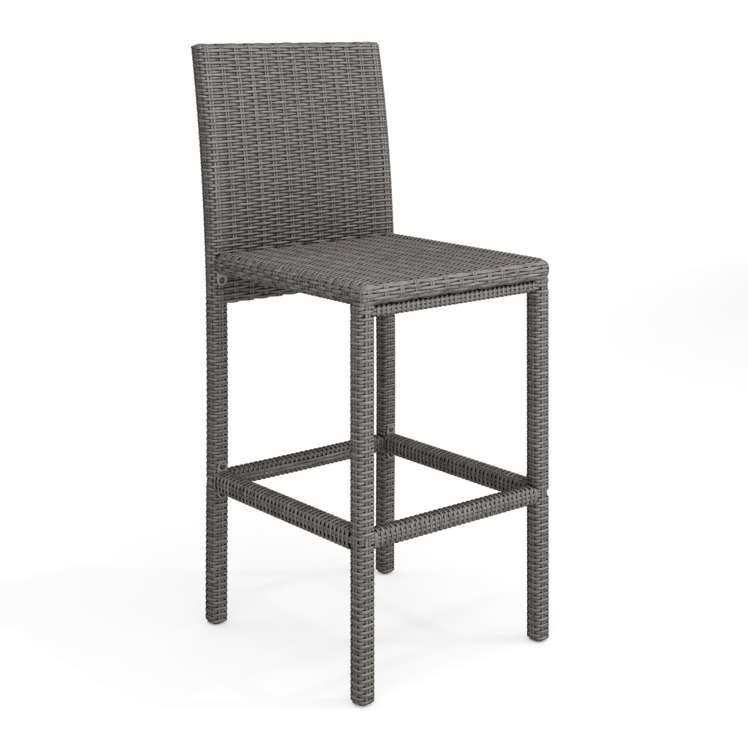 Bedford Set of 2 Indoor-Outdoor Patio Bar Stools in Gray Rattan Wicker