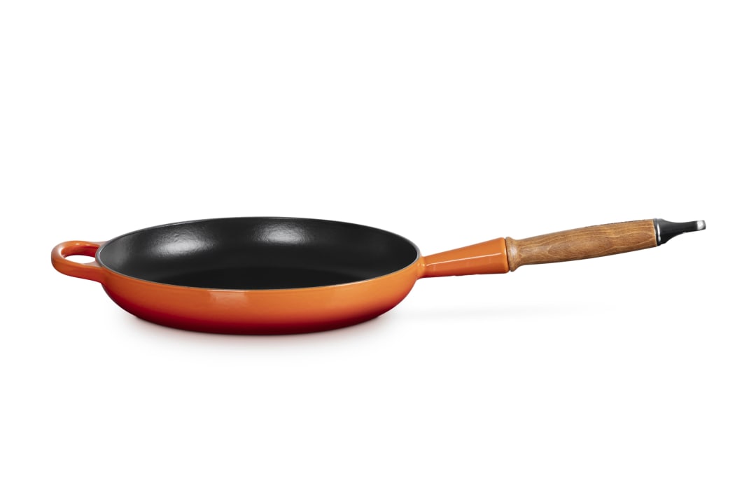 Enameled Cast Iron Alpine Wood Handle Fry Pan, 10.25 in. - Flame