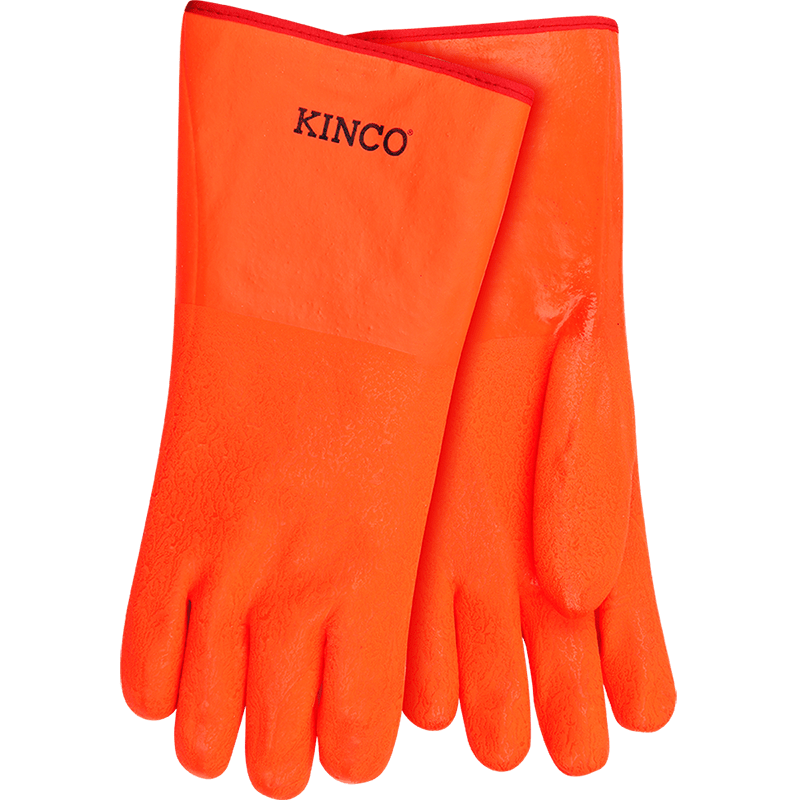 14" Lined Hi-Vis Orange Sandy Finish PVC with Gauntlet